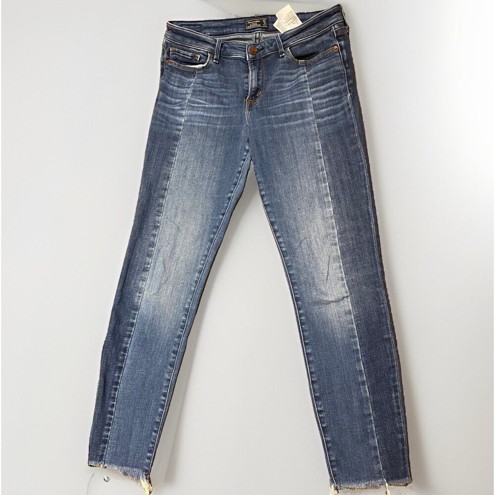 Abercrombie & Fitch Harper Super Skinny Blue Jeans Raw Hem Slim Ankle Sz 27